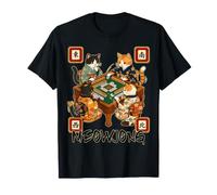 Meowjong Cat Playing Mahjong Game Juego Chino Tradicional Camiseta
