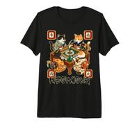 Meowjong Cat Playing Mahjong Game Juego Chino Tradicional Camiseta Premium