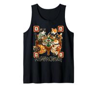 Meowjong Cat Playing Mahjong Game Juego Chino Tradicional Camiseta sin Mangas