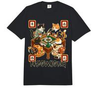 Meowjong Cat Playing Mahjong Game Juego Chino Tradicional Comfort Colors Adult Heavyweight T-Shirt