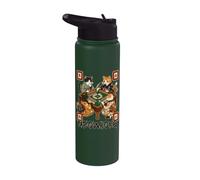 Meowjong Cat Playing Mahjong Game Juego chino tradicional Stainless Steel Insulated Water Bottle