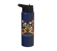Meowjong Cat Playing Mahjong Game Juego chino tradicional Stainless Steel Insulated Water Bottle