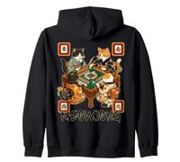 Meowjong Cat Playing Mahjong Game Juego Chino Tradicional Sudadera con Capucha