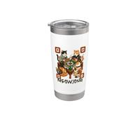 Meowjong Cat Playing Mahjong Game Juego chino tradicional Vaso térmico de acero inoxidable de doble pared