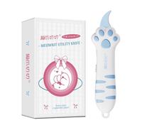 MEOWKIT cúter retráctil con hoja de acero inoxidable con revestimiento antiadherente y mango ergonómico con forma de pata de gato, para cajas, sobres, cartas y cupones, en combinaciones (Azul)