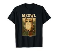 Meowl - Divertido Meme Meow Cat Owl Brainrot Meme para Adolescentes y niños Camiseta