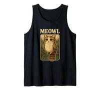 Meowl - Divertido Meme Meow Cat Owl Brainrot Meme para Adolescentes y niños Camiseta sin Mangas