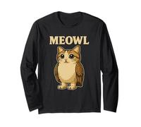 Meowl - Divertido Meme Meow Cat Owl Brainrot Meme para Adolescentes y niños Manga Larga