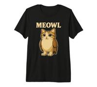 Meowl - Divertido Meow Cat Owl Brainrot Slang Gaming Meme Camiseta Premium