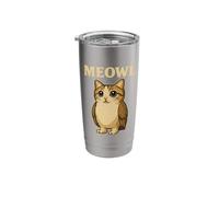 Meowl - Divertido Meow Cat Owl Brainrot Slang Gaming Meme Vaso térmico de acero inoxidable de doble pared