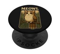 Meowl - Funny Meow Cat Owl Brainrot Meme Gaming Argot PopSockets PopGrip Adhesivo