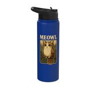 Meowl - Funny Meow Cat Owl Brainrot Meme Gaming Argot Stainless Steel Insulated Water Bottle