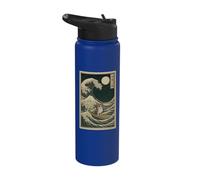 Meowl Great Wave Off Kanagawa - Gato Búho Brainrot Argot Meme Stainless Steel Insulated Water Bottle