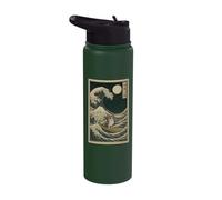 Meowl Great Wave Off Kanagawa - Gato Búho Brainrot Argot Meme Stainless Steel Insulated Water Bottle