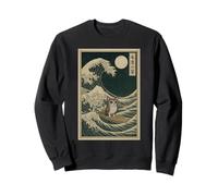 Meowl Great Wave Off Kanagawa - Gato Búho Brainrot Argot Meme Sudadera