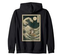 Meowl Great Wave Off Kanagawa - Gato Búho Brainrot Argot Meme Sudadera con Capucha