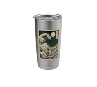 Meowl Great Wave Off Kanagawa - Gato Búho Brainrot Argot Meme Vaso térmico de acero inoxidable de doble pared