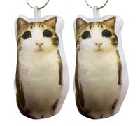 Meowl - Llavero de peluche con forma de gato que juega la voz, bonito llavero realista con sonido de maullido, juguete divertido para aliviar el estrés, accesorio de mochila, blanco, Talla única