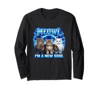Meowl, Soy una Nueva Alma, Divertido, Gato, búho, Meme, Brainrot, Broma vergonzosa Manga Larga