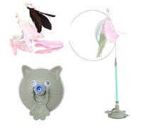 Meowmastery Toy, Puff Pet Shop Meow Mastery Teaser Wand, 2025 Interactive Cat Teaser Wand with 3 Types of Replacement Feathers, Precision Hand-Sewn Simulated Feathers for Active Felines (Green)