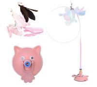 Meowmastery Toy, Puff Pet Shop Meow Mastery Teaser Wand, 2025 Interactive Cat Teaser Wand with 3 Types of Replacement Feathers, Precision Hand-Sewn Simulated Feathers for Active Felines (Pink)