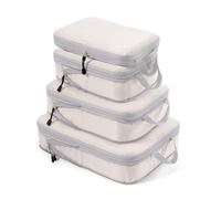 Meowoo Packing Cubes Compression 4 en 1 Set, Organizador de Maletas para Viaje con Compresión Expandibles Organizador de Equipaje de Impermeable Bolsas de Viaje para Maletas y Mochila, Beige