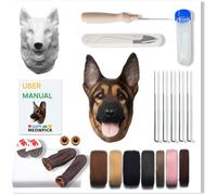 MeowPick Kit de Fieltrado de Cabeza de Perro con Molde Específico por Raza Actualizado - Set de Iniciación Completo de Lana DIY para Principiantes (Pastor Alemán)
