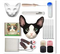 MeowPick kit de fieltro con molde de gato, incluye lana, herramientas e instrucciones. Ideal para manualidades y principiantes. (Devon Rex)