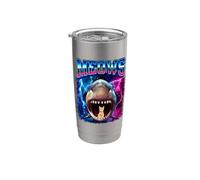 Meows Cat Shark Mouth 80s Bootleg Sharks Funny Cats Lover Vaso térmico de acero inoxidable de doble pared