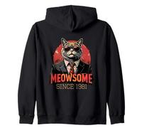 Meowsome Cat Since 1981 Cumpleaños Celebración Hombres Sudadera con Capucha