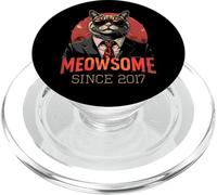 Meowsome Cat Since 2017 Cumpleaños Celebración Hombres PopSockets PopGrip para MagSafe