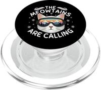 Meowtains Are Calling Funny Cat Esquí Retro Puesta de Sol Invierno PopSockets PopGrip para MagSafe