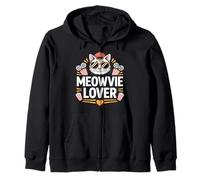 Meowvie Lover Cat Movie Night Popcorn Cinema Sudadera con Capucha