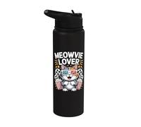 Meowvie Lover Cat Movie Night Popcorn - Gafas 3D Stainless Steel Insulated Water Bottle