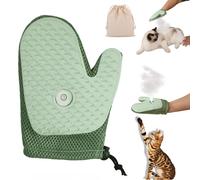 Meowvo All-in-One Grooming Mist Glove for Pets, Pet Hair Remover Electrostatic Gloves, Spray Massage Brush Gloves, 3-in-1 Reusable Grooming Tool for Dogs & Cats and Couch, Clothing (Green A)