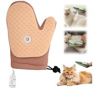 Meowvo All in One Grooming Mist Glove for Pets, Petlova Pet Hair Removal Glove, 3-in-1 Reusable Grooming Tool for Dogs & Cats and Couch, Clothing (Almond)