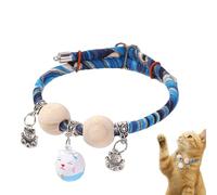 Meowvo Lucky Kimono Cedar-Bead Bead Pet, De Mascotas Ajustable, Decoración De Cuello De Gato Suave, Detalle Auditivo Juguetón, Diseño De Cuello Sin Costura, Rojo/Azul, para Entrenamiento