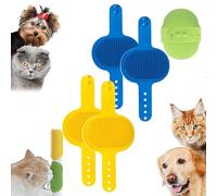 Meowvo Silicone Grooming Strap Pad for Cats, Silicone Grooming Strap Pad - 2-in-1 Self-Groomer,Adjustable Silicones Pet Grooming Tool for Climbings Frames Table Legs (Blue+Yellow)