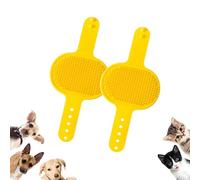 Meowvo Silicone Grooming Strap Pad for Cats, Silicone Grooming Strap Pad - 2-in-1 Self-Groomer, Cat Self Groomer Brush for Climbing Frames Table Legs, for Cats & Dogs (Yellow,2 Pcs)