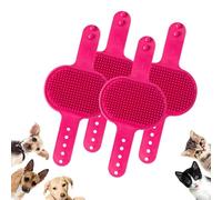 Meowvo Silicone Grooming Strap Pad for Cats, Silicone Grooming Strap Pad - 2-in-1 Self-Groomer, Cat Self Groomer Brush for Climbing Frames Table Legs, for Cats & Dogs (Rose Red,4 Pcs)