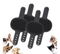 Meowvo Silicone Grooming Strap Pad for Cats, Silicone Grooming Strap Pad - 2-in-1 Self-Groomer, Cat Self Groomer Brush for Climbing Frames Table Legs, for Cats & Dogs (Black,4 Pcs)