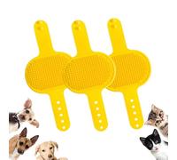 Meowvo Silicone Grooming Strap Pad for Cats, Silicone Grooming Strap Pad - 2-in-1 Self-Groomer, Cat Self Groomer Brush for Climbing Frames Table Legs, for Cats & Dogs (Yellow,3 Pcs)