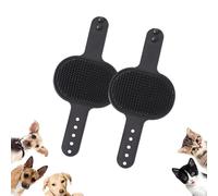 Meowvo Silicone Grooming Strap Pad for Cats, Silicone Grooming Strap Pad - 2-in-1 Self-Groomer, Cat Self Groomer Brush for Climbing Frames Table Legs, for Cats & Dogs (Black,2 Pcs)