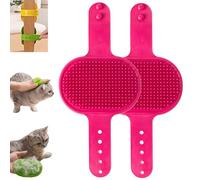 Meowvo Silicone Grooming Strap Pad for Cats, Silicone Grooming Strap Pad - 2-in-1 Self-Groomer, Cat Self Groomer for Indoor Cats, Adjustable Silicone Cat Brush, for Indoor Using (red,2 pcs)