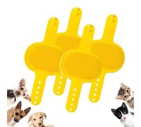 Meowvo Silicone Grooming Strap Pad for Cats, Silicone Grooming Strap Pad - 2-in-1 Self-Groomer, Cat Self Groomer Brush for Climbing Frames Table Legs, for Cats & Dogs (Yellow,4 Pcs)