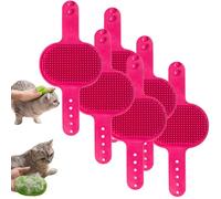 Meowvo Silicone Grooming Strap Pad for Cats, Silicone Grooming Strap Pad - 2-in-1 Self-Groomer, Cat Self Groomer for Indoor Cats, Adjustable Silicone Cat Brush, for Indoor Using (red,6 pcs)