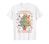 Meowy & Bright Christmas Cat Holiday Humor Camiseta