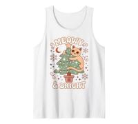 Meowy & Bright Christmas Cat Holiday Humor Camiseta sin Mangas