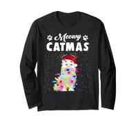 Meowy Catmas Funny Cat Christmas Xmas Kittens Lovers Manga Larga