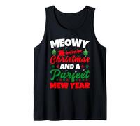 Meowy Christmas and Purfecr Mew Year Funny Cat Xmas Camiseta sin Mangas